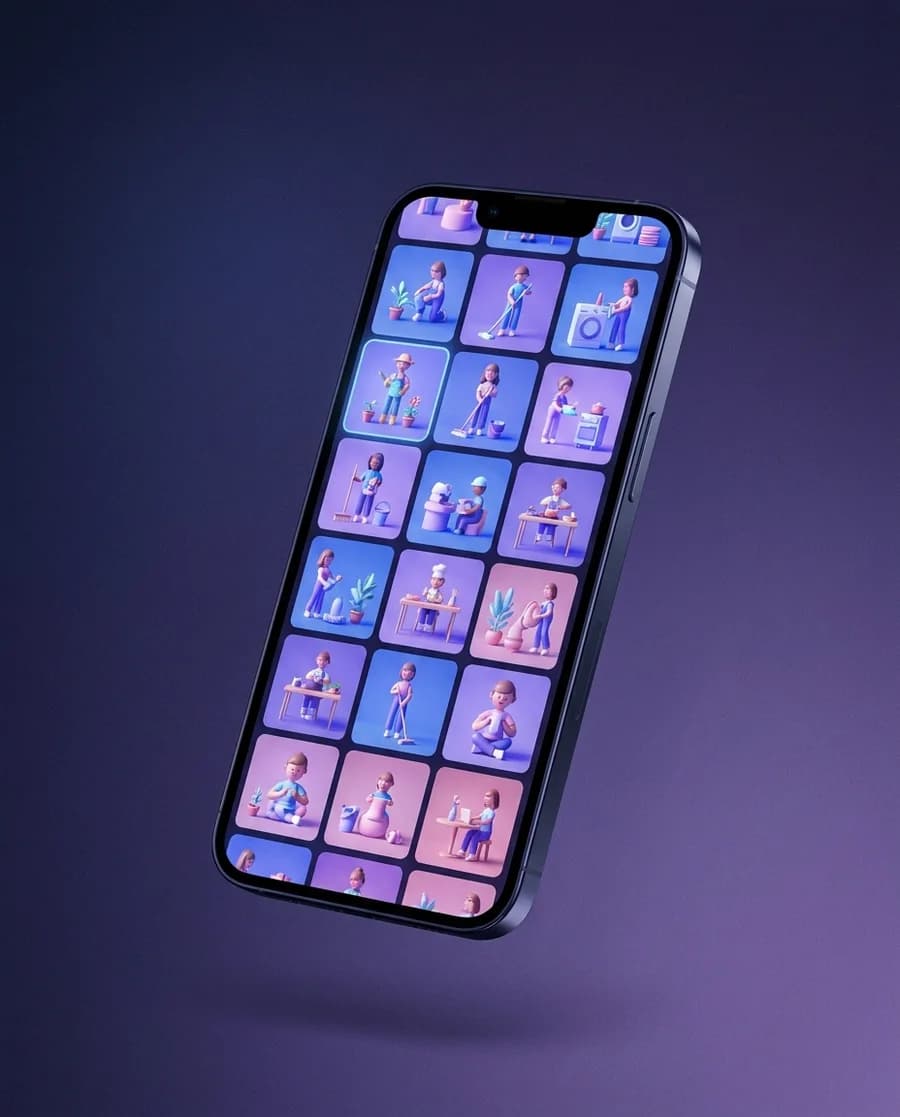 A local brand's phone, its feed full of daily short-form posts