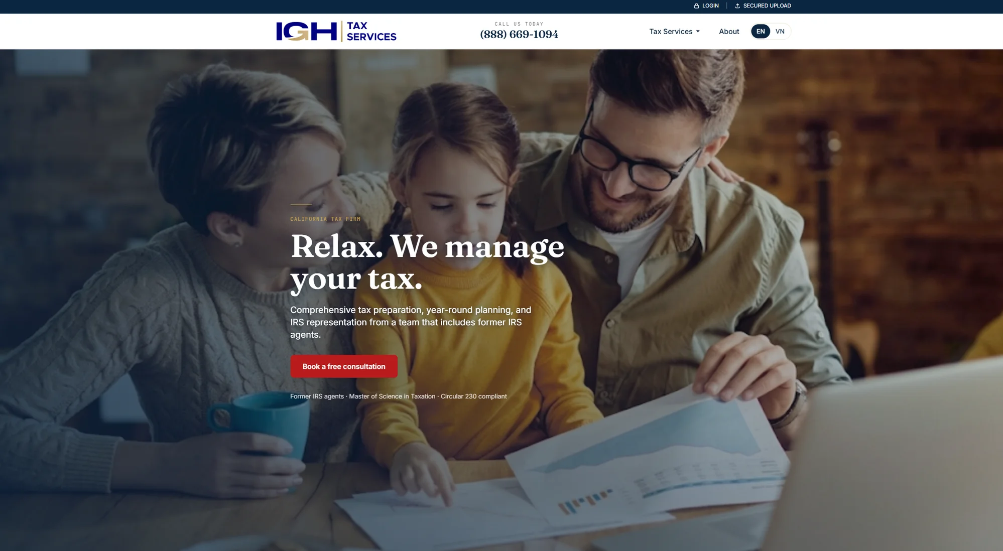 The IGH Tax Services website